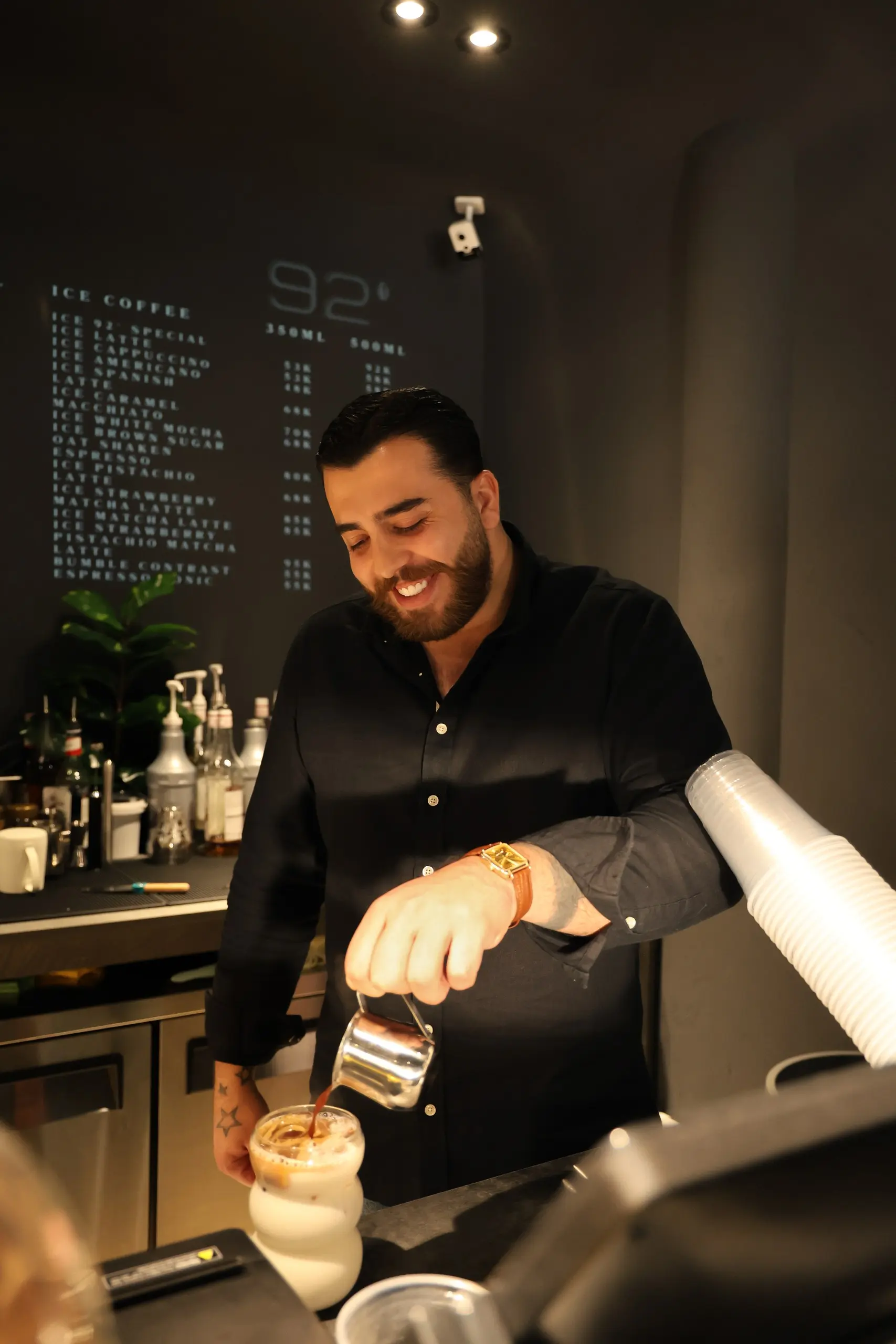 Signature 92° drink with latte art
